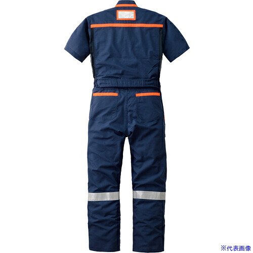 ■カンサイ SS(春夏)モデル 反射型半袖つなぎ服259&minus;001ネイビーブルー&minus;4L 2590014L(1369141)[送料別途お見積り][法人限定][掲外取寄]｜ファーストFACTORY