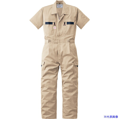 ■AUTO&minus;BI SS(春夏)モデル 半袖つなぎ服8701&minus;011カーキ&minus;4L 87010114L(1369619)[送料別途お見積り][法人限定][掲外取寄]｜ファーストFACTORY