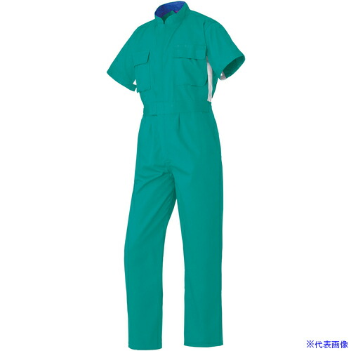 ■スリードラゴン SS(春夏)モデル 半袖つなぎ服50001－016エメラルドグリーン－5L 500010165L(1369819)[送料別途お見積り][法人限定][掲外取寄]