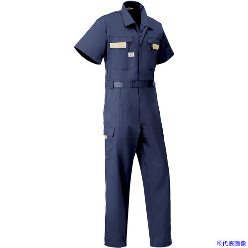 ■AUTO－BI SS(春夏)モデル 半袖つなぎ服8701－001ネイビーブルー－M 8701001M(1369829)[送料別途お見積り][法人限定][掲外取寄]