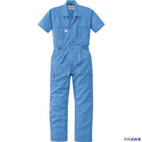 ■AUTO－BI SS(春夏)モデル 半袖つなぎ服2301－004スカイブルー－5L 23010045L(1370698)[送料別途お見積り][法人限定][掲外取寄]