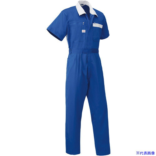 ■AUTO－BI SS(春夏)モデル 半袖つなぎ服5601－002マリンブルー－L 5601002L(1370704)[送料別途お見積り][法人限定][掲外取寄]