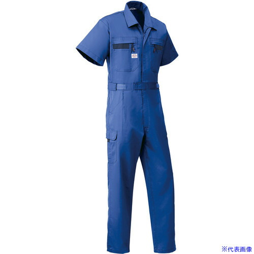 ■AUTO－BI SS(春夏)モデル 半袖つなぎ服8701－002マリンブルー－5L 87010025L(1370872)[送料別途お見積り][法人限定][掲外取寄]