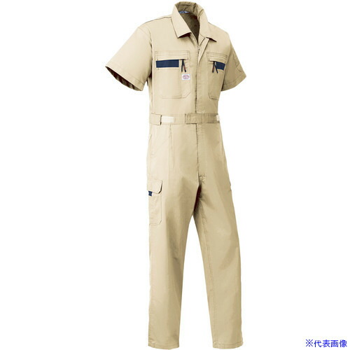 ■AUTO－BI SS(春夏)モデル 半袖つなぎ服8701－011カーキ－M 8701011M(1371203)[送料別途お見積り][法人限定][掲外取寄]