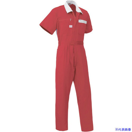 ■AUTO－BI SS(春夏)モデル 半袖つなぎ服5601－005レッド－LL 5601005LL(1371323)[送料別途お見積り][法人限定][掲外取寄]