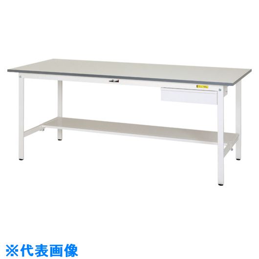 ■ヤマテック 軽量作業台 ワークテーブル150シリーズ 固定式 キャビネット・半面棚板付 W1500&times;750&times;H740mm シルキーホワイト色 SUP1575UTWW(1399204)[法人限定][外直送元]｜ファーストFACTORY