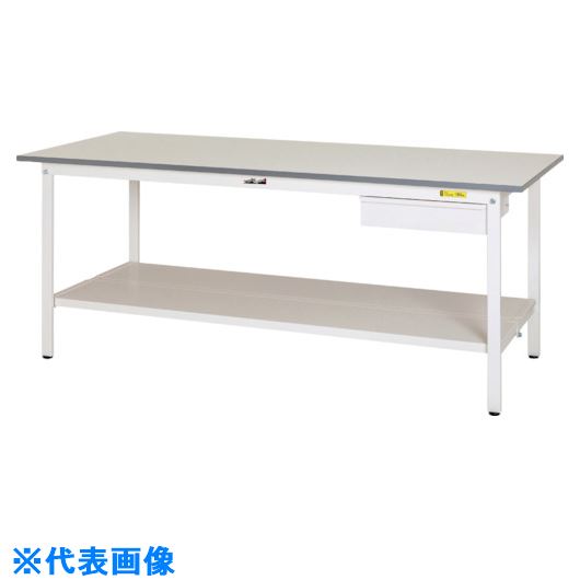 ■ヤマテック 軽量作業台 ワークテーブル150シリーズ 固定式 キャビネット・全面棚板付 W1800×750×H740mm シルキーホワイト色 SUP1875UTTWW(1399218)[法人限定][外直送元]
