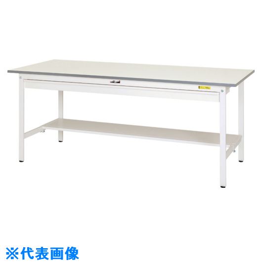 ■ヤマテック 軽量作業台 ワークテーブル150シリーズ 固定式 ワイド引出し・半面棚板付 W1200×D600×H740mm シルキーホワイト SUP1260WTWW(1399271)[法人限定][外直送元]