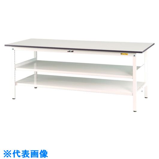 ■ヤマテック 軽量作業台 ワークテーブル150シリーズ 固定式 中間棚・全面棚板付 W1800&times;900&times;H740mm シルキーホワイト色 SUP1890TTFWW(1399485)[法人限定][外直送元]｜ファーストFACTORY