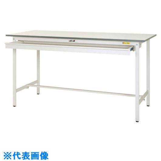 ■ヤマテック 軽量作業台 ワークテーブル150シリーズ 固定式ワイド引出し付 W1200×D750×H950mm シルキーホワイト SUPH1275WWW(1400132)[法人限定][外直送元]