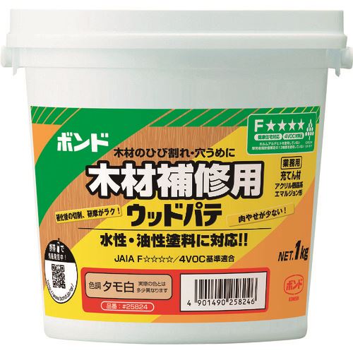 ■コニシ ボンドウッドパテ タモ白 1kg(プラ缶) 25824(1476438)×12[送料別途見積り][法人・事業所限定][掲外取寄]