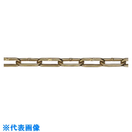 ■水本 【要長さ指定】アルミカラーチェーン ゴールド AL-3.5G 長さ・リンク数指定カット 13.1～14m AL3.514CG(1600603)[送料別途お見積り][法人限定][掲外取寄]