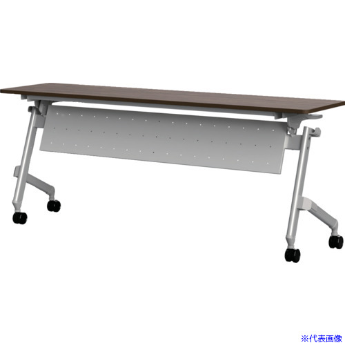 ■TRUSCO 折りたたみ会議テーブル パネル付 1800X450 天板ダークウッド TNA1845PDW(1613064)[送料別途お見積り][法人限定][直送]