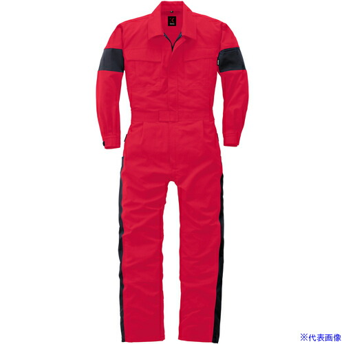 ■カンサイ AW(秋冬)モデル つなぎ服207－005レッド－L 207005L(1619019)[送料別途お見積り][法人限定][掲外取寄]