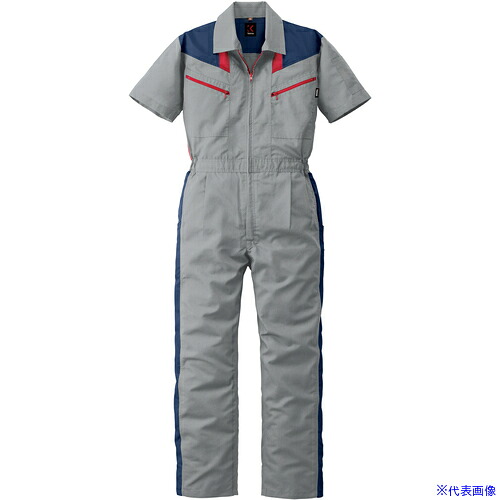 ■AUTO－BI SS(春夏)モデル カンサイ半袖つなぎ服253－008シルバーグレー－4L 2530084L(1622117)[送料別途お見積り][法人限定][掲外取寄]
