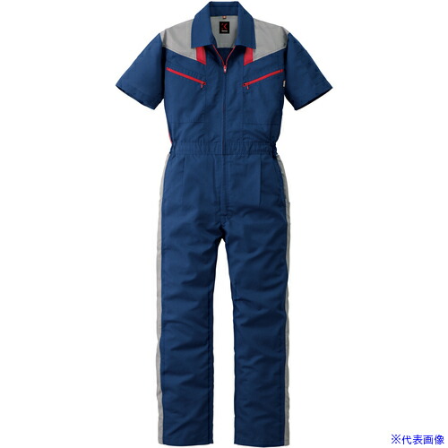 ■AUTO－BI SS(春夏)モデル カンサイ半袖つなぎ服253－001ネイビーブルー－3L 2530013L(1622162)[送料別途お見積り][法人限定][掲外取寄]
