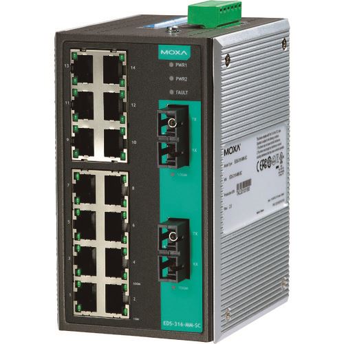 ■MOXA 16ポート(RJ45×15、マルチモードSCコネクタ×2) アンマネージド イーサネットスイッチ EDS316MMSC(1684978)[送料別途お見積り][法人限定][掲外取寄]