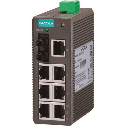 ■MOXA 8ポート(RJ45×7、マルチモードSTコネクタ×1) エントリーレベル アンマネージド イーサネットスイッチ EDS208MST(1688294)[送料別途お見積り][法人限定][掲外取寄]