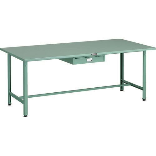 ■TRUSCO 軽荷重作業台(300kg)AE型 1800X900XH740 薄型1段引出し付 グリーン色 SAE1809UDC1(1833842)[法人限定][直送元]