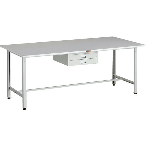 ■TRUSCO 軽荷重作業台(300kg)AE型 1800X900XH740 薄型2段引出し付 ホワイト色 RAE1809UDC2W(1833870)[法人限定][直送元]