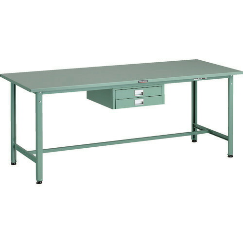 ■TRUSCO 軽荷重作業台(300kg)AE型 1800X750XH740 薄型2段引出し付 グリーン色 SAE1800UDC2(1833875)[法人限定][直送元]