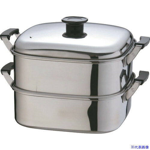 ■TKG デンサン (T)18-8角型蒸器 29cm 2段 AMS68292(1862521)[送料別途見積り][法人・事業所限定][掲外取寄]