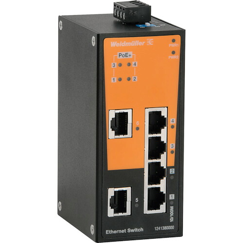 ■ワイドミュラー IE－SW スイッチングハブ 8ポートPoE×4、RJ45×2 1241380000 IESWBL062TX4POE(1914154)[送料別途お見積り][法人限定][掲外取寄]