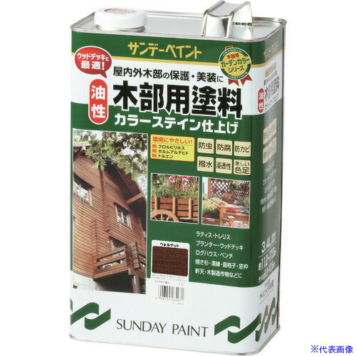 ■サンデーペイント 油性木部用塗料カラーステイン ウォルナット 3400M 264933(1962081)[送料別途お見積り][法人限定][外直送]
