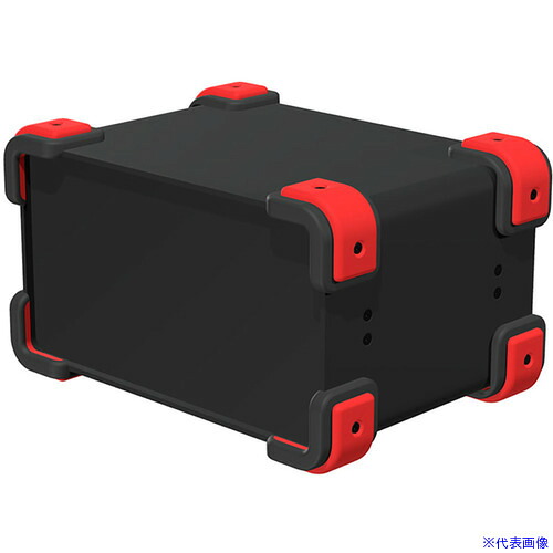 ■タカチ コーナーガード付アルミケース ブラック/レッド UCG221216BR(1970557)[法人限定][外直送元]｜ファーストFACTORY