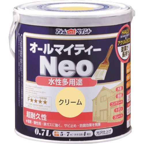 ■アトムペイント 水性オールマイティーネオ 0.7L クリーム 0000118764(2054422)×6[送料別途お見積り][法人限定][外直送]