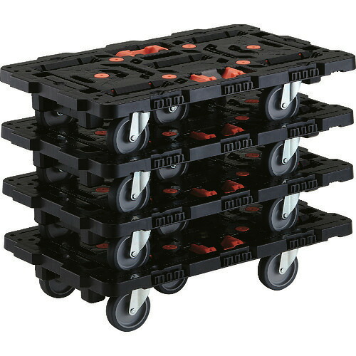 ■TRUSCO 連結式樹脂製平台車 ビートル 700X450 自在5輪 とめたろう付 まとめ買い4台 BT700J5E100TM4(2063370)｜ファーストFACTORY