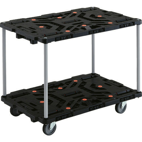 ■TRUSCO 連結式樹脂製2段台車 ビートル 900X600 自在5輪 ハンドルなし BT920J5E100(2063392)