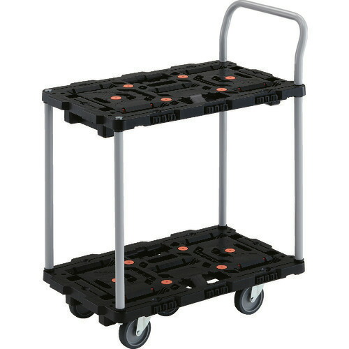 ■TRUSCO 連結式樹脂製2段台車 ビートル 700X450 自在5輪 ハンドル付 BT724J5E100(2063407)