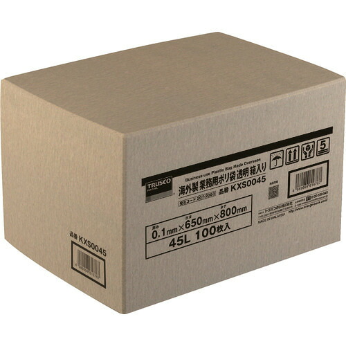 ■TRUSCO 海外製 業務用ポリ袋 透明・箱入 0.1×45L 100枚入 KXS0045(2072053)