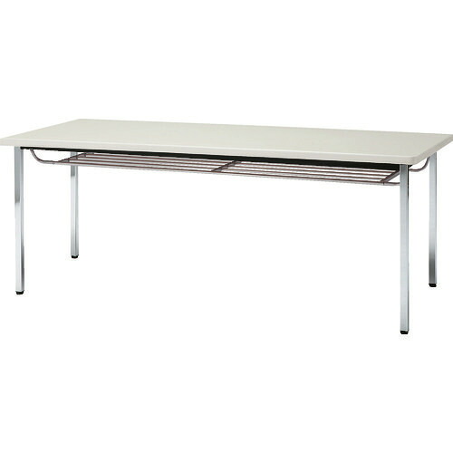 ■TRUSCO 会議用テーブル 1500X600XH700 下棚付 丸脚 ホワイト TDST1560W(2082304)[法人限定][直送元]