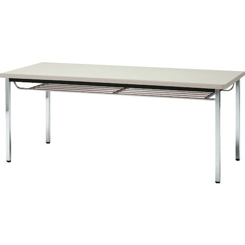 ■TRUSCO 会議用テーブル 1500X750XH700 下棚付 丸脚 ニューグレー TDST1575NG(2082309)[法人限定][直送元]