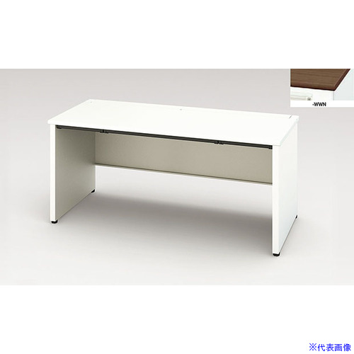■NAIKI 平デスク(浅型引出し付) XEHH型/天板:ダークウォールナット 本体:クリアーホワイト/W1600×D700×H720 XEHH167FPSWWN(2085277)[送料別途お見積り][法人限定][外直送] 49,500円