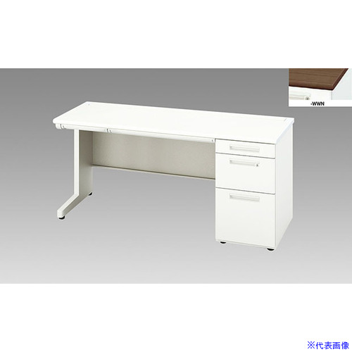 ■NAIKI 片袖デスク XEHH型/天板:ダークウォールナット 本体:クリアーホワイト/W1600×D600×H720 XEHH166BWWN(2091588)[送料別途お見積り][法人限定][外直送]