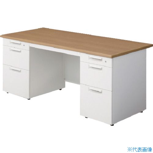 ■PLUS 678774)リード 両袖机 LE－167D－33 T2/W4 LE167D33T2W4(2095173)[送料別途お見積り][法人限定][直送]