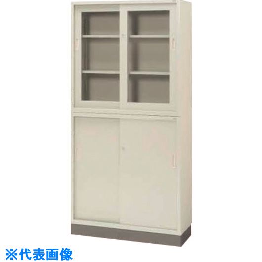 ■PLUS 18467)KR 引違い書庫(ガラス戸) SG&minus;353R LGY SG353RLGY(2103154)[送料別途お見積り][法人限定][外直送]｜ファーストFACTORY