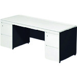 ■PLUS 673583)ステージオ 両袖机 ST&minus;F187L&minus;33 WS/BK STF187L33WSBK(2104960)[送料別途お見積り][法人限定][外直送]｜ファーストFACTORY
