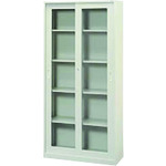 ■PLUS 18426)KR 引違い書庫(ガラス戸) SG&minus;307FR LGY SG307FRLGY(2112562)[送料別途お見積り][法人限定][外直送]｜ファーストFACTORY