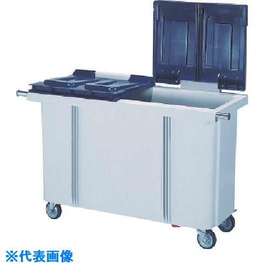 ■サンコー 大型反転式コンテナー(ごみ箱) 645000 SCB500(フタ・キャスター・持手付)グレー/ブルー SCB500GLLBL(2162119)[送料別途お見積り][法人限定][外直送]