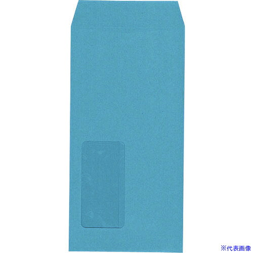 ■キングコーポ 長形3号 窓明封筒 No.6 枠ナシライトブルー70g1000枚X1箱 120156(2162383)[法人限定][外直送元]