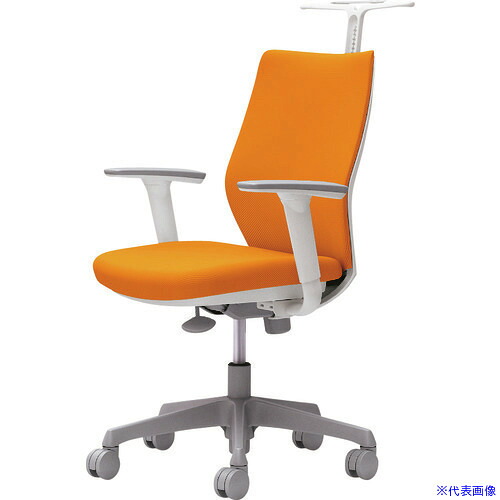■OKAMURA CG-M 可動肘 背パッド ハンガー有 ホワイトボディ ナイロンキャスター オレンジ CG98WRFZH8(2165390)[送料別途お見積り][法人限定][外直送]