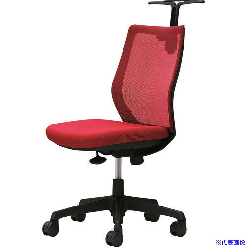 ■OKAMURA CG-M 肘無 背メッシュ ハンガー有 ブラックボディ ナイロンキャスター レッド CG12ZRFZK9(2166918)[送料別途お見積り][法人限定][外直送]