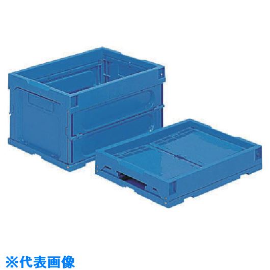 ■サンコー 折りたたみコンテナー 553810 オリコン28B(持手孔無) 青 553810BL00(B)(2168372)[送料別途お見積り][法人限定][外直送]
