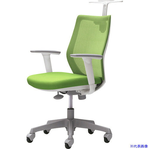 ■OKAMURA CG-M 可動肘 背メッシュ ハンガー有 ホワイトボディ ゴムキャスター ライムグリーン CG92XRFZK5(2168491)[送料別途お見積り][法人限定][外直送]