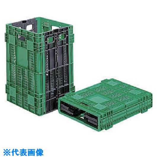 ■サンコー 折りたたみコンテナー 554000 オリコンW95A グリーン/グレー 554000GRGL00(2169989)[送料別途お見積り][法人限定][外直送] 10,176円