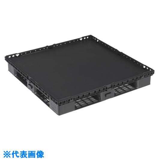 ■サンコー キャスター付リサイクルプラスチックパレット 898001 D4&minus;1111&minus;M ブラック SK898001BK(2175357)[送料別途お見積り][法人限定][外直送]｜ファーストFACTORY